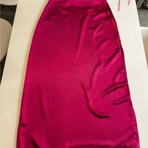 Elegant Fuchsia Satin Skirt